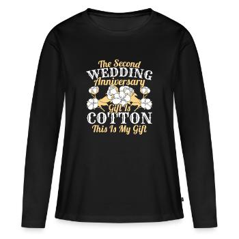 Deuxième anniversaire de mariage Coton Coton Marié - T-shirt manches longues Premium bio Femme - noir - Devant - Julia (174cm)