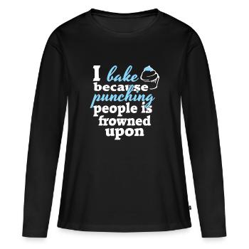 Bäcker backen - Frauen Premium Bio Langarmshirt - Schwarz - Vorne - Julia (174cm)
