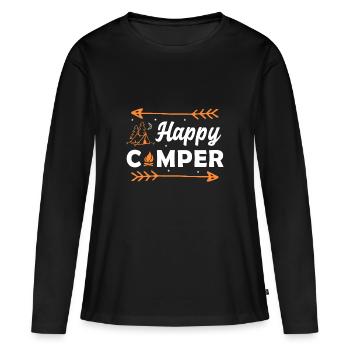Happy Camper zelten Camping - T-shirt manches longues Premium bio Femme - noir - Devant - Julia (174cm)