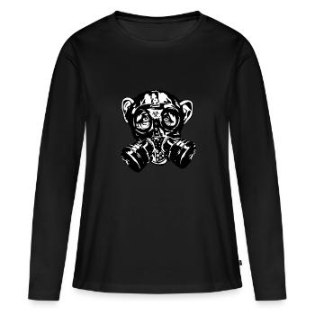 Affe mit Gasmaske als Geschenk - Frauen Premium Bio Langarmshirt - Schwarz - Vorne - Julia (174cm)