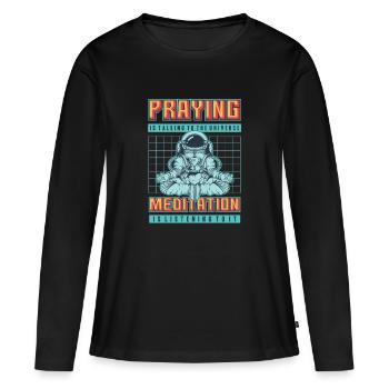 Cosmos Prayer - Frauen Premium Bio Langarmshirt - Schwarz - Vorne - Julia (174cm)