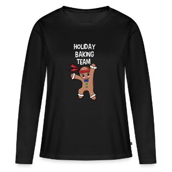 Holiday Baking Team Cadeau de Noël Hiver Joyeux Cadeau de Noël - T-shirt manches longues Premium bio Femme - noir - Devant - Julia (174cm)