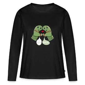 Handschuh Liebe Weihnachtsgeschenk Winter Weihnachtsgeschenke - Frauen Premium Bio Langarmshirt - Schwarz - Vorne - Julia (174cm)