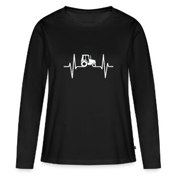 Agriculture Farmer Heartbeat Tractor - Women's Premium Organic Long Sleeve Shirt - black - Front - Julia (174cm)