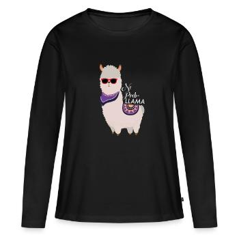 Pas de problème - Alpagas Cool Lama - T-shirt manches longues Premium bio Femme - noir - Devant - Julia (174cm)