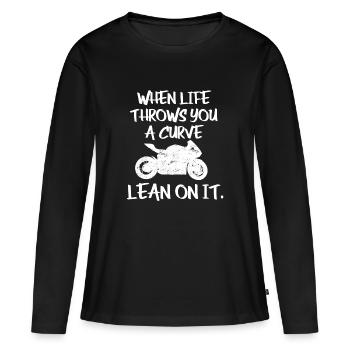 Biker Motorcyclist Motorcycle - Women's Premium Organic Long Sleeve Shirt - black - Front - Julia (174cm)
