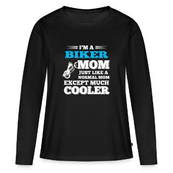 Biker Motorcyclist Motorcycle Girl - Women's Premium Organic Long Sleeve Shirt - black - Front - Julia (174cm)