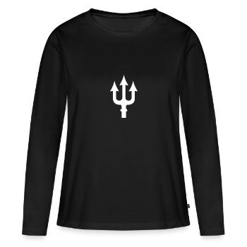 Trident - grand sujet - T-shirt manches longues Premium bio Femme - noir - Devant - Julia (174cm)