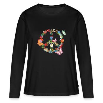 peace - Frauen Premium Bio Langarmshirt - Schwarz - Vorne - Julia (174cm)