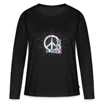 peace - Frauen Premium Bio Langarmshirt - Schwarz - Vorne - Julia (174cm)