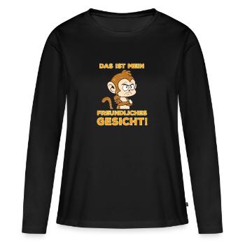 Freundlicher Affe - Frauen Premium Bio Langarmshirt - Schwarz - Vorne - Julia (174cm)
