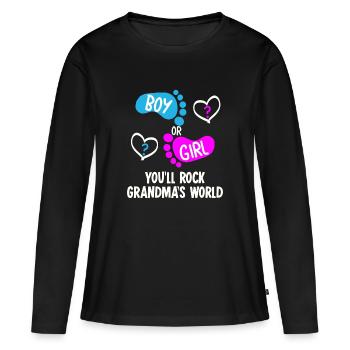 Bébé fête fille ou garçon grand-mère grand-mère - T-shirt manches longues Premium bio Femme - noir - Devant - Julia (174cm)