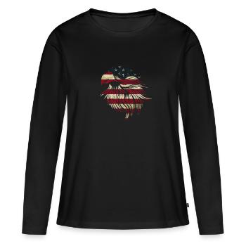 Drapeau américain aigle - T-shirt manches longues Premium bio Femme - noir - Devant - Julia (174cm)