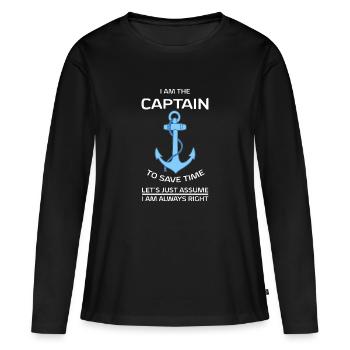 Je suis le capitaine blanc - T-shirt manches longues Premium bio Femme - noir - Devant - Julia (174cm)
