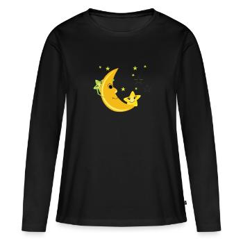 Star and moon face starry sky - Women's Premium Organic Long Sleeve Shirt - black - Front - Julia (174cm)