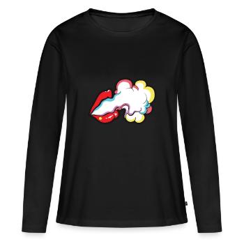 Lèvres fumée fumée - T-shirt manches longues Premium bio Femme - noir - Devant - Julia (174cm)