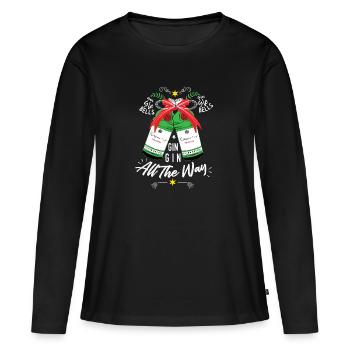 Gin-Gle Bells ... Gin Gin tout le chemin - Noël - T-shirt manches longues Premium bio Femme - noir - Devant - Julia (174cm)