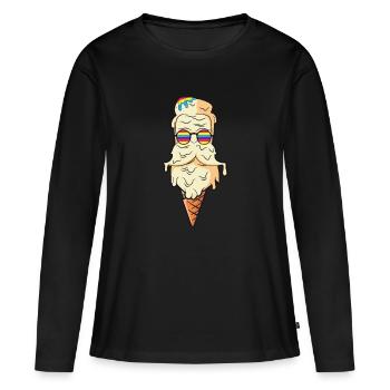 Ice Cream - Frauen Premium Bio Langarmshirt - Schwarz - Vorne - Julia (174cm)