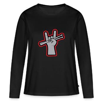 Concert de batterie - T-shirt manches longues Premium bio Femme - noir - Devant - Julia (174cm)