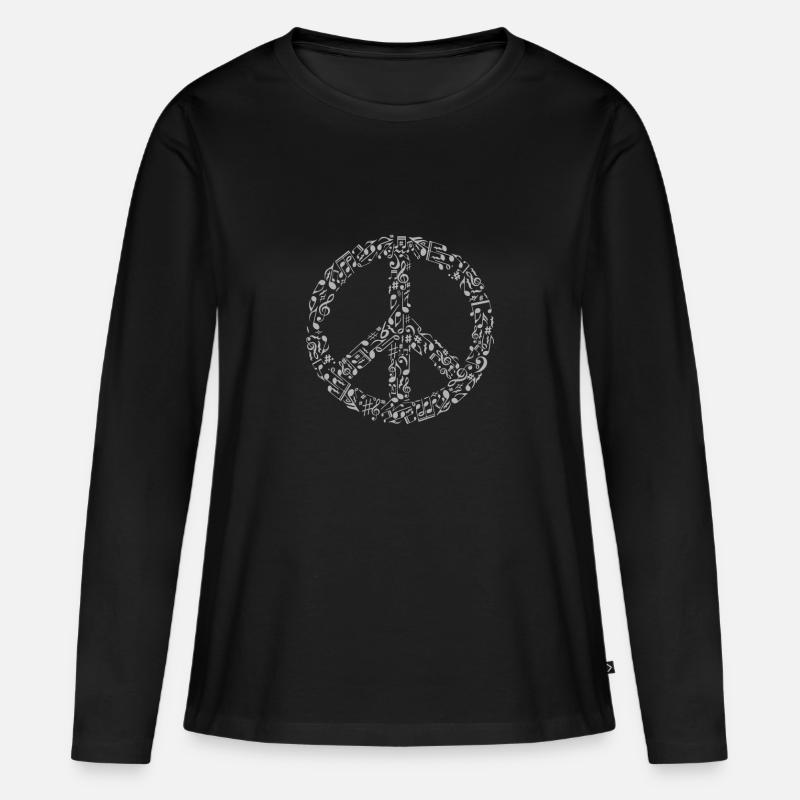 Peace - Frauen Premium Bio Langarmshirt - Schwarz