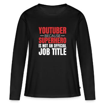 Youtube Vlog Youtuber Super-héros - T-shirt manches longues Premium bio Femme - noir - Devant - Julia (174cm)