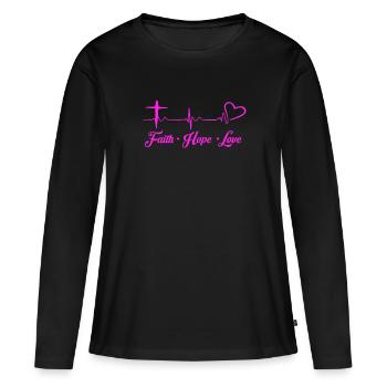 Jésus - T-shirt manches longues Premium bio Femme - noir - Devant - Julia (174cm)