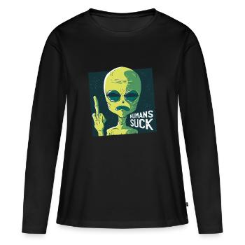 Alien people haters - Women's Premium Organic Long Sleeve Shirt - black - Front - Julia (174cm)