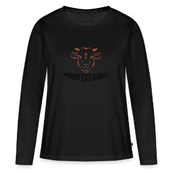 vegan - Frauen Premium Bio Langarmshirt - Schwarz - Vorne - Julia (174cm)