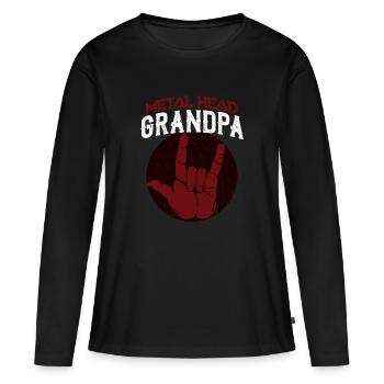 Metall Opa - Frauen Premium Bio Langarmshirt - Schwarz - Vorne - Julia (174cm)