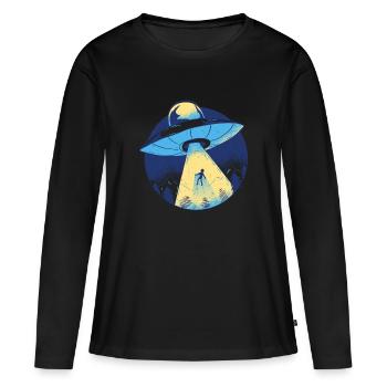Vaisseau spatial extraterrestre - T-shirt manches longues Premium bio Femme - noir - Devant - Julia (174cm)