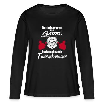 Pompier - T-shirt manches longues Premium bio Femme - noir - Devant - Julia (174cm)