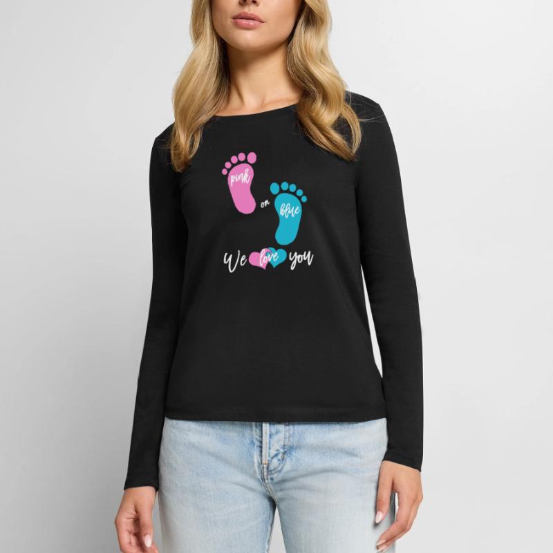 Pink or Blue Mädchen oder Junge Frauen Premium Bio Langarmshirt