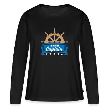 Seefahrer / Seemann - Ich bin der Kapitän! - Frauen Premium Bio Langarmshirt - Schwarz - Vorne - Julia (174cm)
