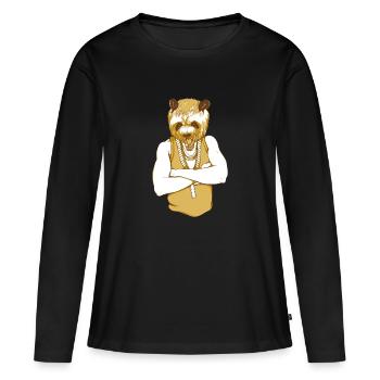 Bär Gangster - Frauen Premium Bio Langarmshirt - Schwarz - Vorne - Julia (174cm)