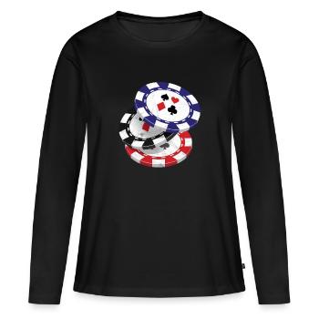 Poker Texas Holdem Pokerface Casino Tout à Vegas - T-shirt manches longues Premium bio Femme - noir - Devant - Julia (174cm)