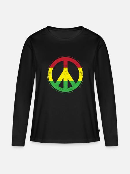 Reggae Peace - Frauen Premium Bio Langarmshirt - Schwarz