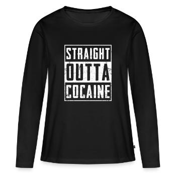 Drogue cocaïne - T-shirt manches longues Premium bio Femme - noir - Devant - Julia (174cm)