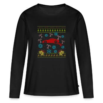 Chemise de conception de chandail de Noël - T-shirt manches longues Premium bio Femme - noir - Devant - Julia (174cm)
