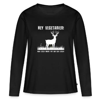 Hirsch Elch Natur Jagd Jagen Jäger Hunter - Frauen Premium Bio Langarmshirt - Schwarz - Vorne - Julia (174cm)