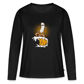 Surfeuse blanche sur le blé de levure arbre avec bretzel - T-shirt manches longues Premium bio Femme - noir - Devant - Julia (174cm)