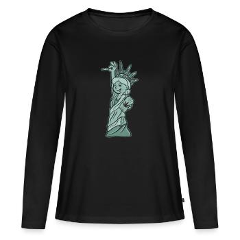 Statue de la Liberté Joint High Cannabis Weed Herbe - T-shirt manches longues Premium bio Femme - noir - Devant - Julia (174cm)