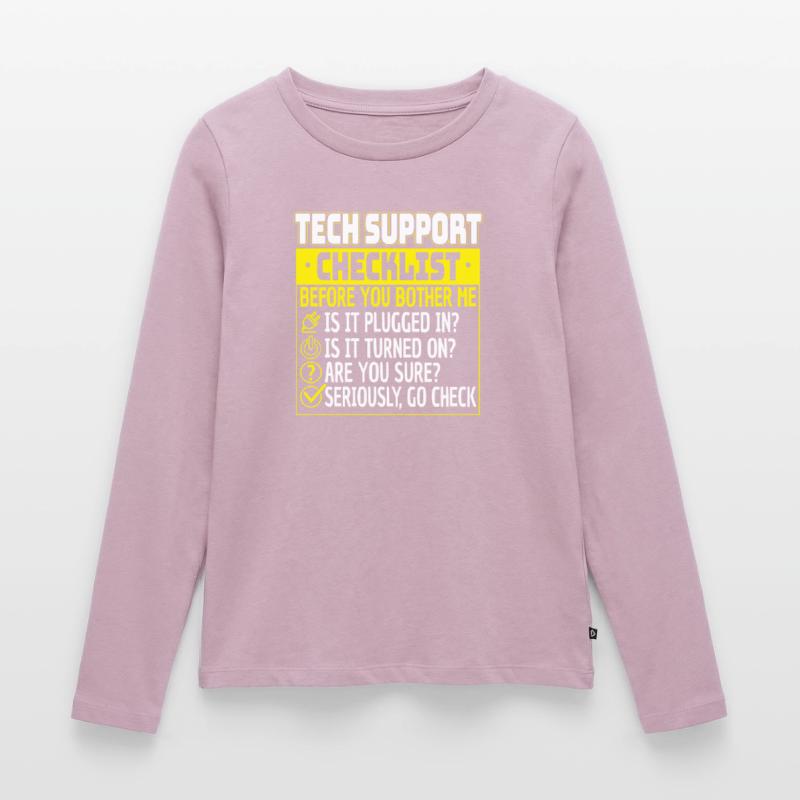 Tech Support Checklist Helpdesk Computer Admin Frauen Premium Bio Langarmshirt