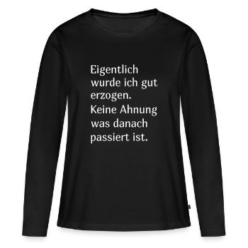 Énonciation drôle - T-shirt manches longues Premium bio Femme - noir - Devant - Julia (174cm)