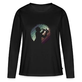 Saxophone Jazz Swing Classique Musicien Ska Punk Rock - T-shirt manches longues Premium bio Femme - noir - Devant - Julia (174cm)