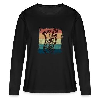 Saxophone Jazz Swing Classique Retro Ska Punk Rock - T-shirt manches longues Premium bio Femme - noir - Devant - Julia (174cm)