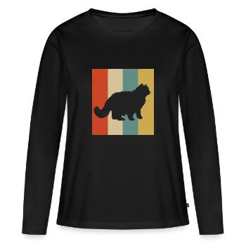Perse chat perse chat perse chat cadeau - T-shirt manches longues Premium bio Femme - noir - Devant - Julia (174cm)