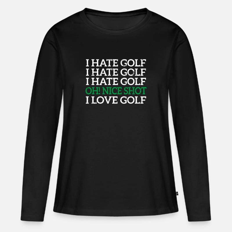 Golfer Golf - Frauen Premium Bio Langarmshirt - Schwarz