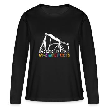 Montagnes russes Drôle t-shirt cadeau d’amusement parc - T-shirt manches longues Premium bio Femme - noir - Devant - Julia (174cm)