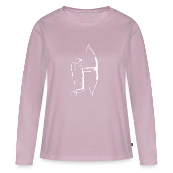 Bogenschütze Recurve Bogenschießen Pfeil Bogen - Frauen Premium Bio Langarmshirt - Altrosa - Vorne - Julia (174cm)