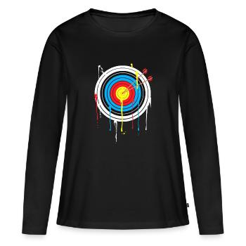 Zielscheibe Bogenschießen Compound Recurvebogen - Frauen Premium Bio Langarmshirt - Schwarz - Vorne - Julia (174cm)